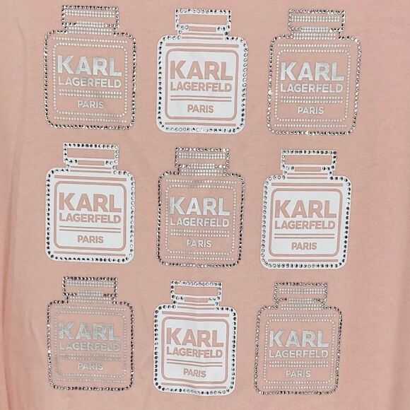 NWT Karl Lagerfeld Paris Perfume Graphic Dusty Rose T-Shirt 2X - Picture 2 of 9